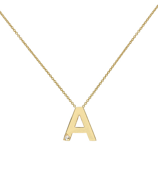 14KT Yellow Gold Initial Diamond Necklace 0.005 CT