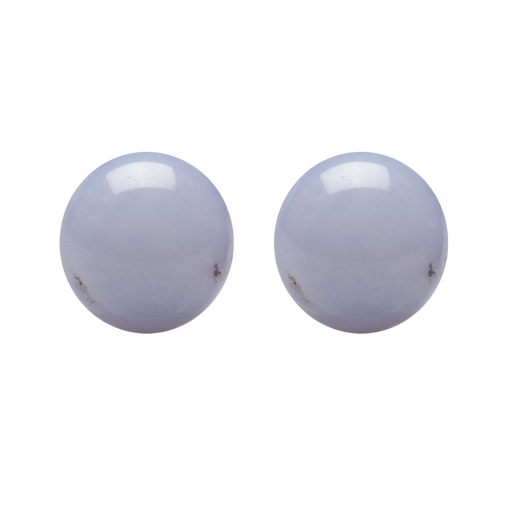 Sterling Silver Natural Agate Ball Stud Earrings