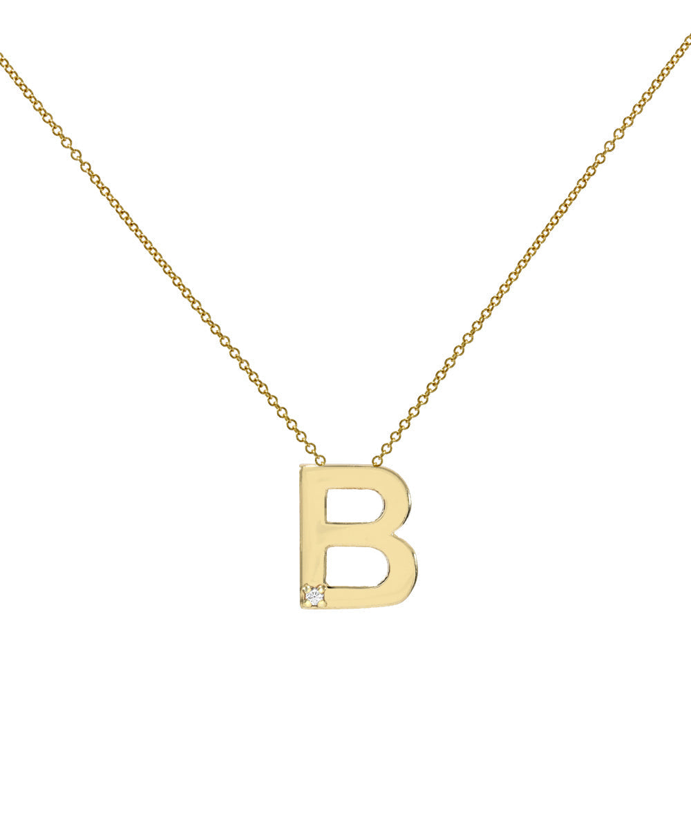 14KT Yellow Gold Letter Initial Diamond Necklace 0.005 CT