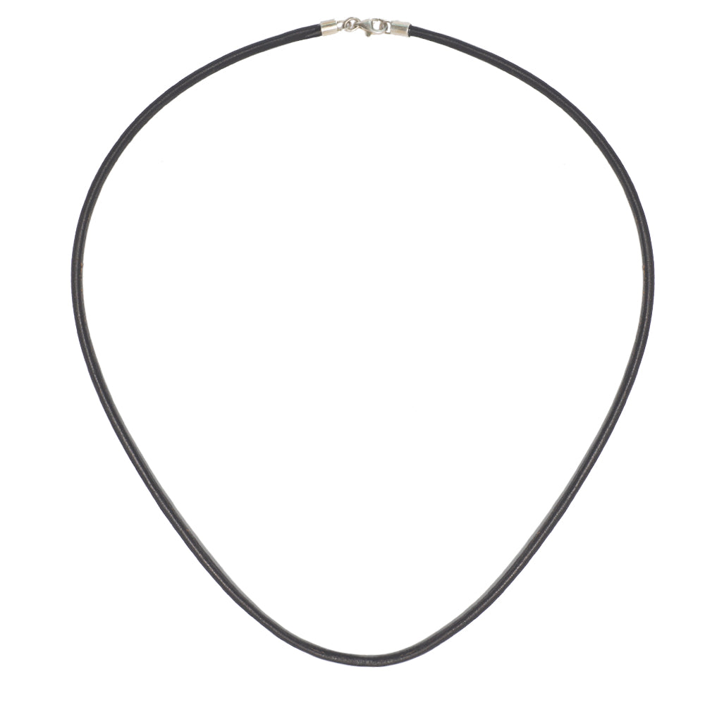 Sterling Silver Black Leather Cord Necklace