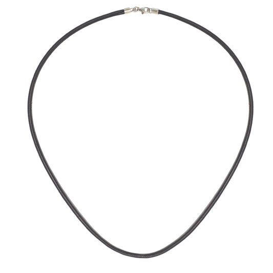 Sterling Silver Black Leather Cord Necklace