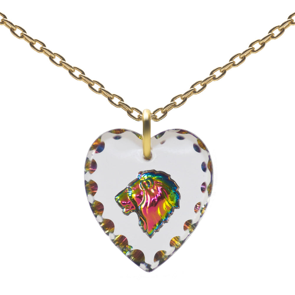 Glass Heart Pendant Necklace 18" â€“ Gold Plated Sterling Silver - 0.80"