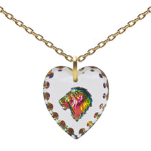 Glass Heart Pendant Necklace 18" – Gold Plated Sterling Silver - 0.80"