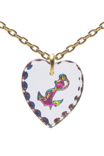 Glass Heart Pendant Necklace 18" – Gold Plated Sterling Silver - 0.80"