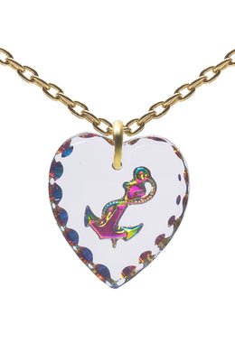 Glass Heart Pendant Necklace 18