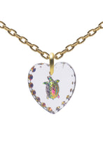 Glass Heart Pendant Necklace 18" Gold Plated Sterling Silver Cute Animal Charm - 0.55 x 0.51"