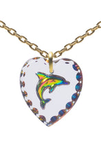 Glass Heart Pendant Necklace 18" – Gold Plated Sterling Silver - 0.80"