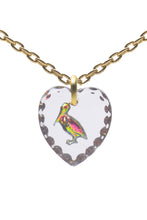 Glass Heart Pendant Necklace 18" Gold Plated Sterling Silver Cute Animal Charm - 0.55 x 0.51"