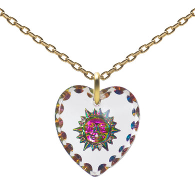 Glass Heart Pendant Necklace 18