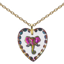 Glass Heart Pendant Necklace 18" Gold Plated Sterling Silver Cute Animal Charm - 0.55 x 0.51"