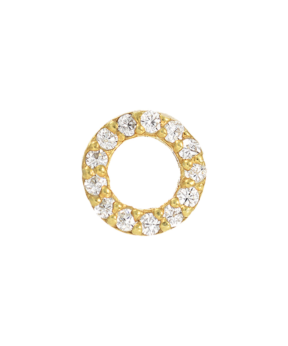14KT Yellow Gold 0.06 ct Diamond Pave Circle Single Stud