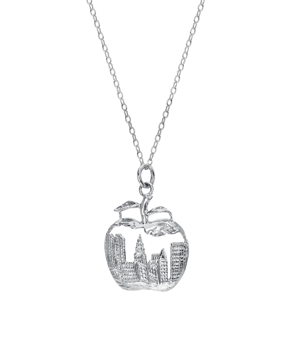 Sterling Silver Apple of My Eye New York City Skyline Pendant Necklace