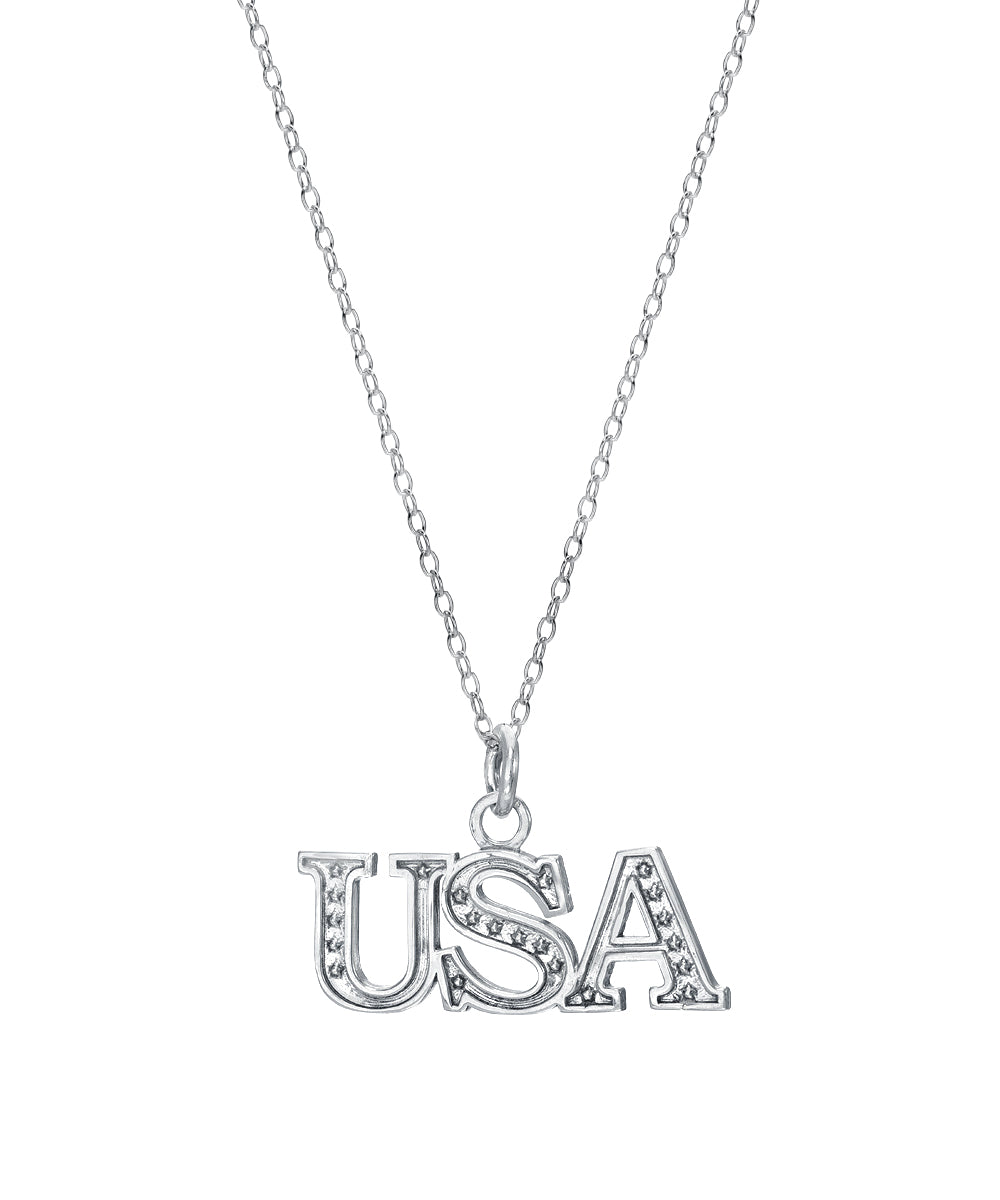 Sterling Silver USA Pendant Necklace