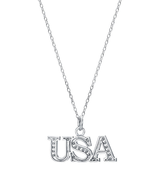 Sterling Silver USA Pendant Necklace