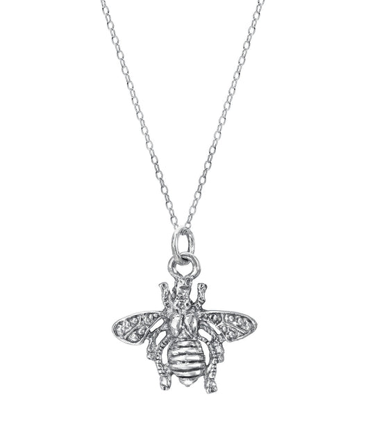 Sterling Silver Honey Bee Pendant Necklace
