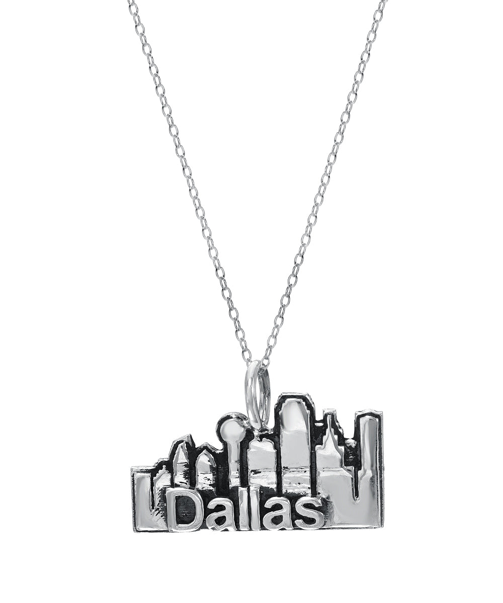 Sterling Silver City Destination Pendant Necklace Collection – Engraved City Names & Landmark Designs (New York, Los Angeles, Miami, Dallas & More)