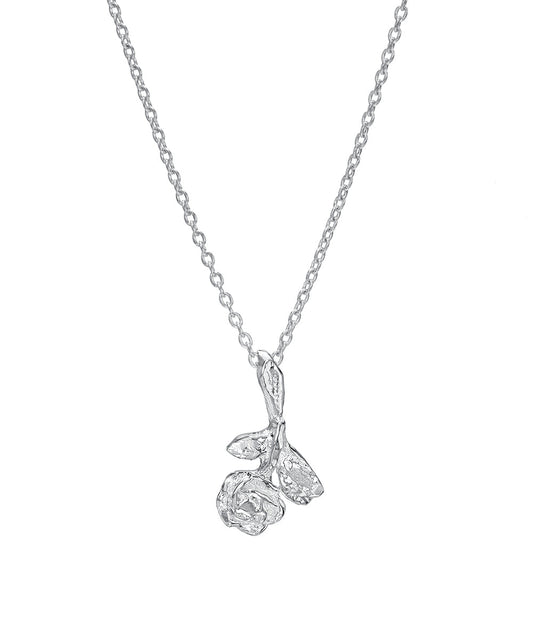 Sterling Silver Rose Pendant Necklace