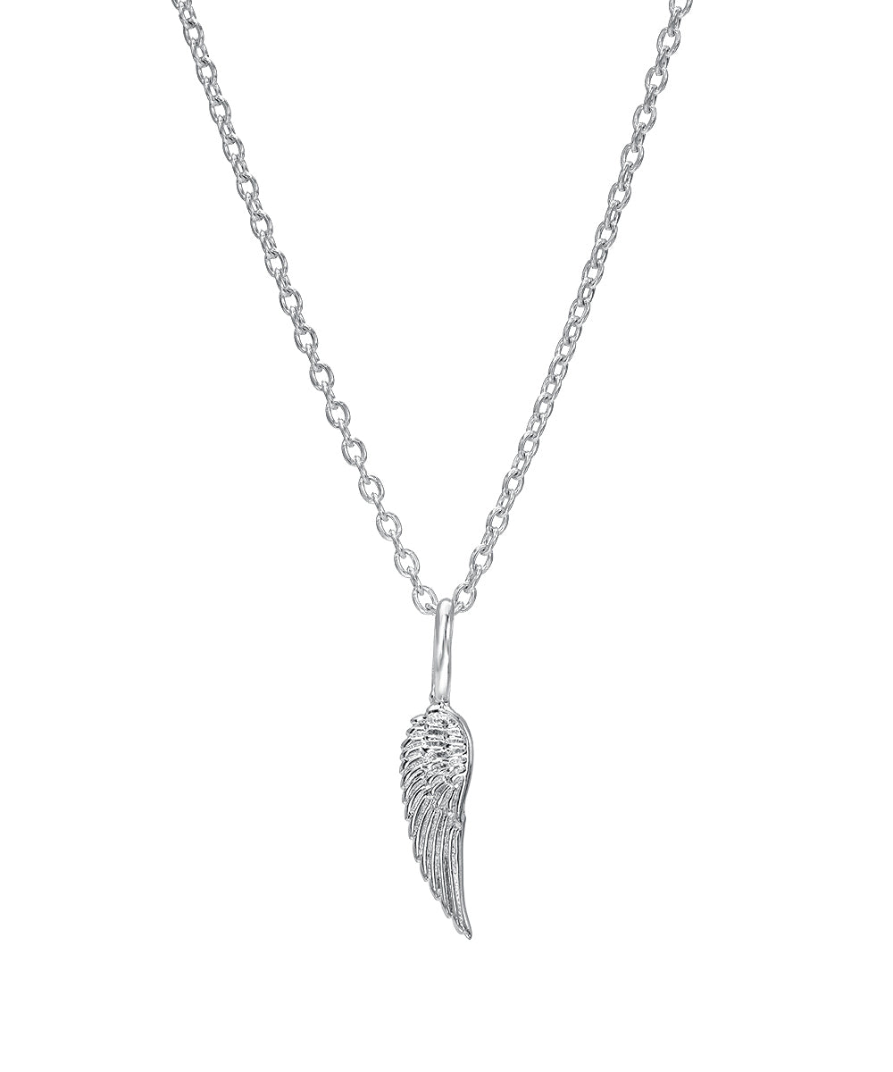 Sterling Silver Guardian Angel Wing Pendant Necklace