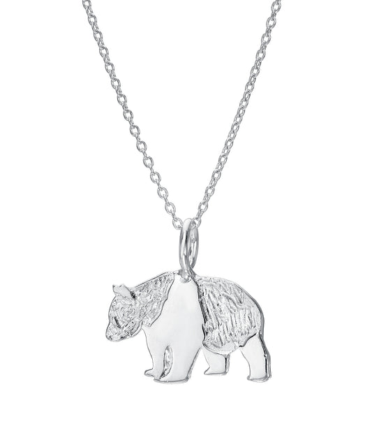 Sterling Silver Panda Pendant Necklace featuring textured fur details on a delicate chain—an ideal gift for animal lovers.