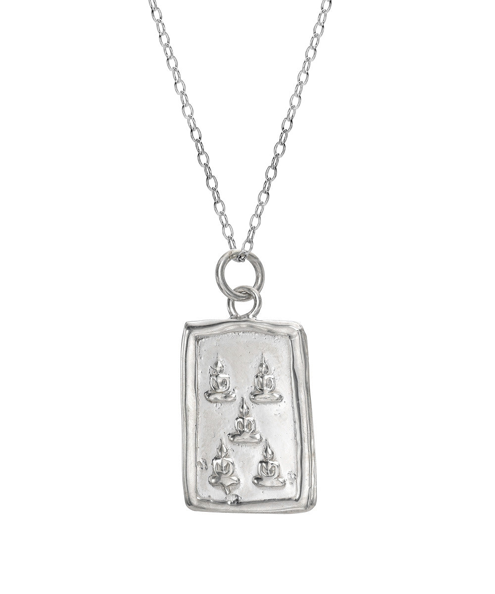 Sterling Silver Sitting Buddha Dhyani Pendant Necklace, 18"