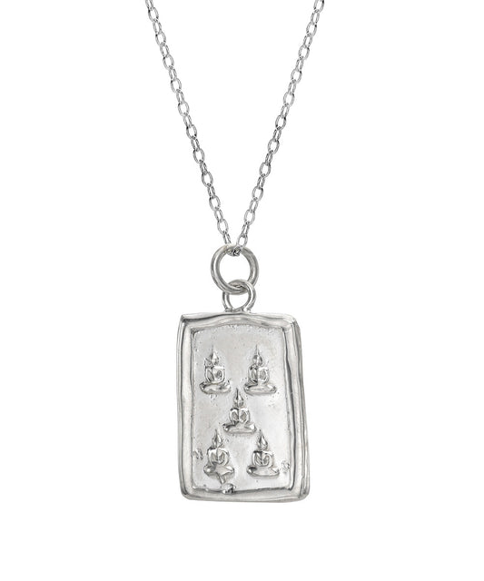Sterling Silver Sitting Buddha Dhyani Pendant Necklace, 18"