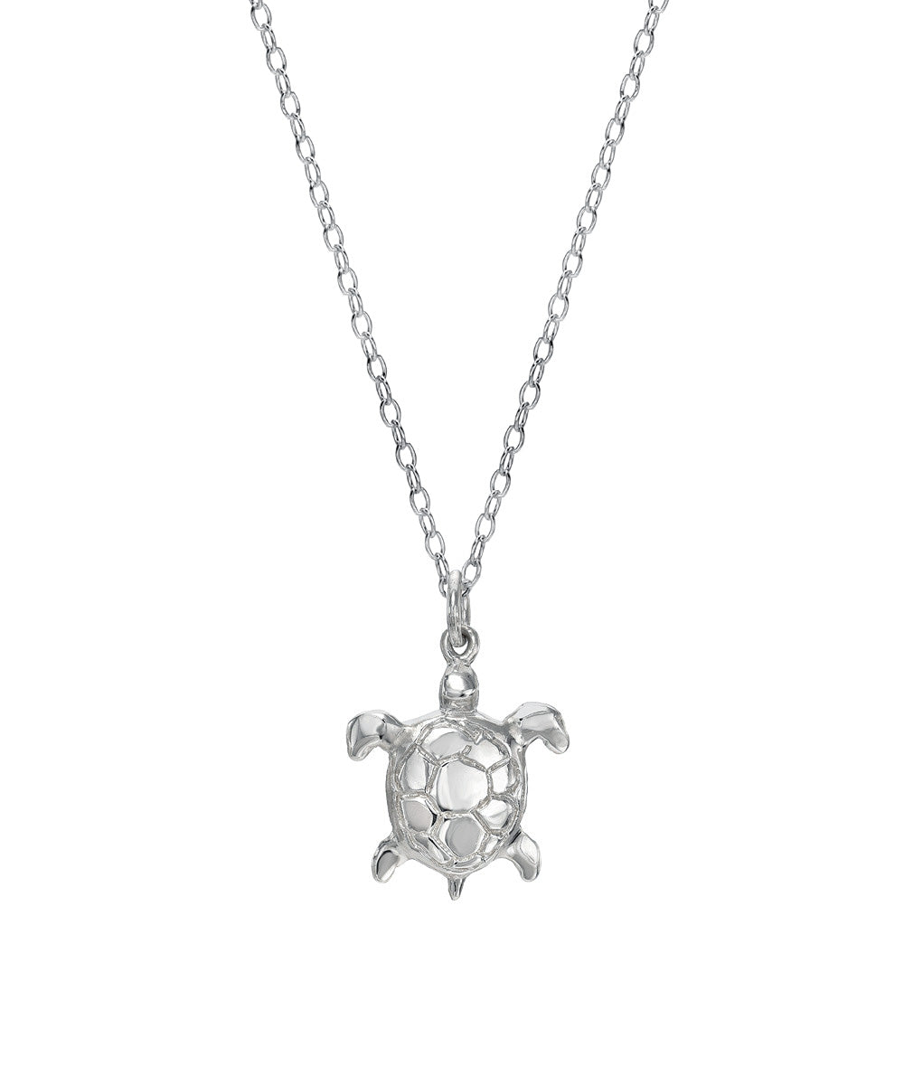 Sterling Silver Honu Sea Turtle Pendant Necklace, 18"