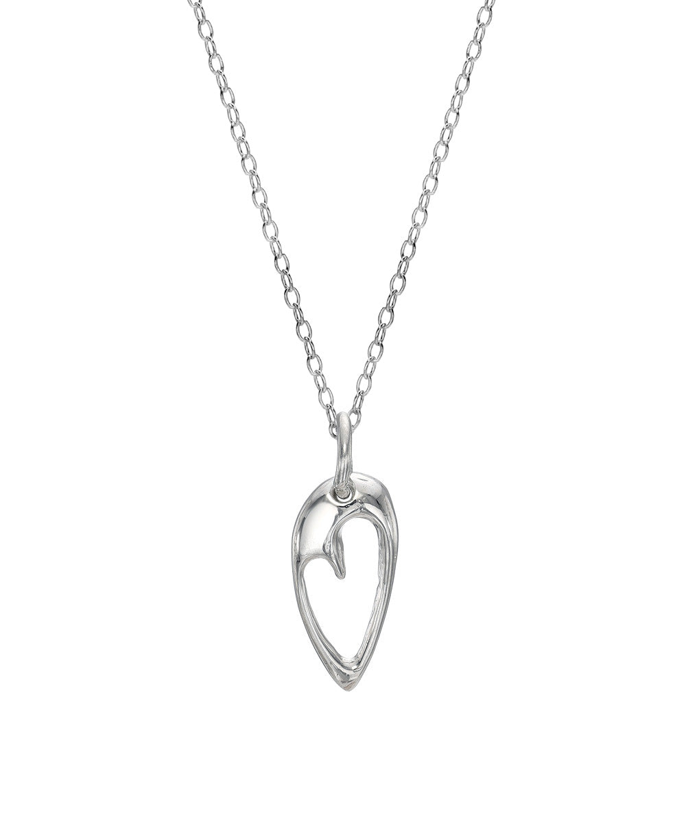 Sterling Silver Cut Out Heart Shape Teardrop Pendant Necklace, 18"