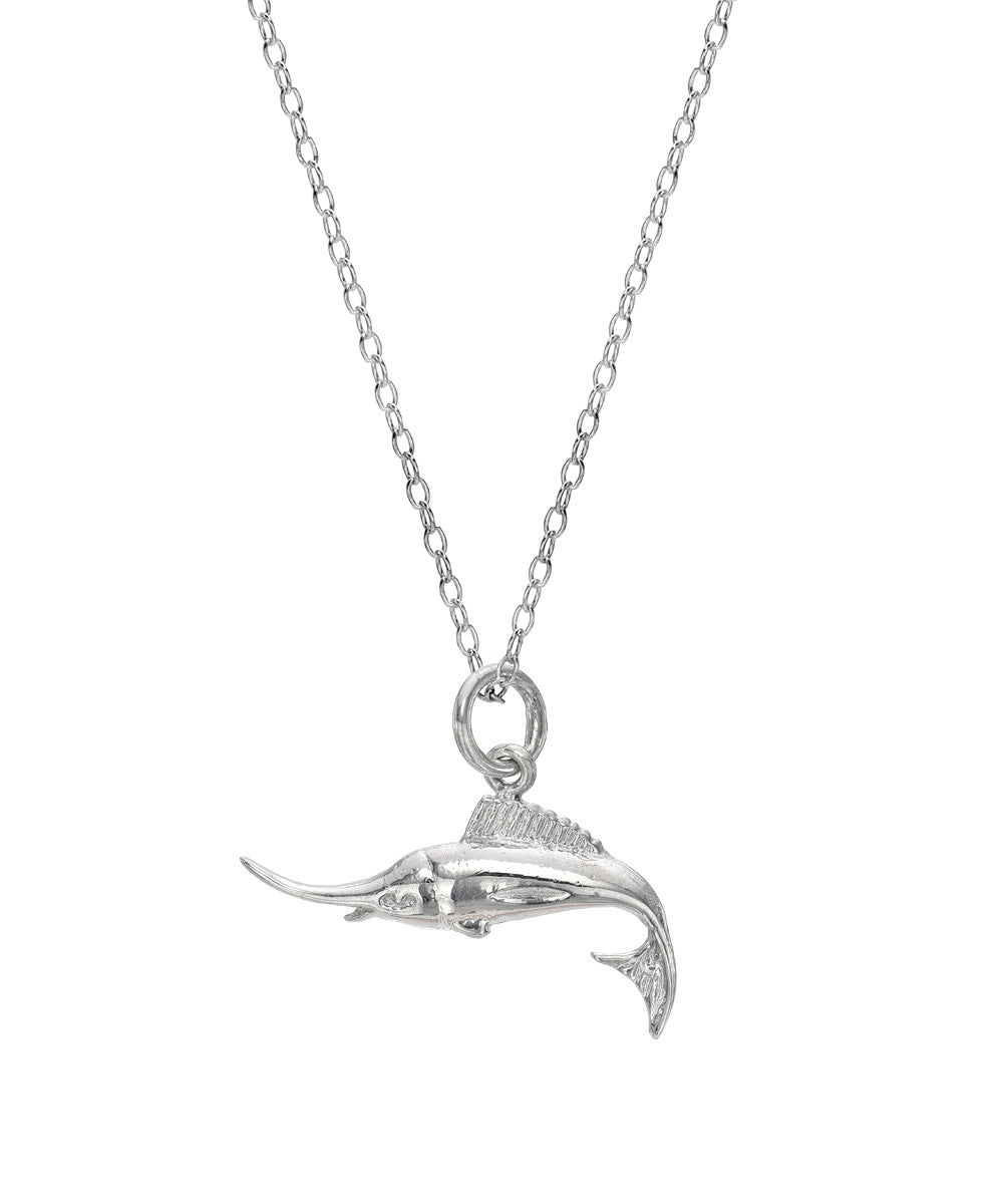 Sterling Silver Sailfish Pendant Necklace, 18"