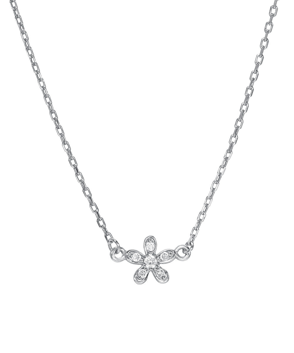 14KT Pave Diamond Daisy Necklace, 18" 0.04 CT.