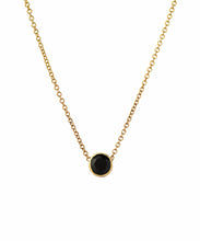 14KT Gold 0.25 ct 4 mm Round Black Diamond Bezel Necklace, 18"