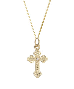 14 Karat Diamond Cross Fleury 0.01 CT, 18"