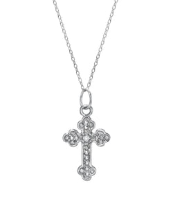 14 Karat Diamond Cross Fleury 0.01 CT, 18"