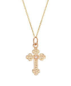 14 Karat Diamond Cross Fleury 0.01 CT, 18"