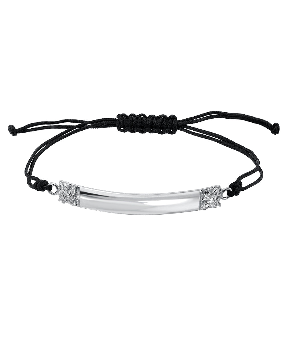 Sterling Silver Hawaiian Hoaloha Macrame Woven Hibiscus Bracelet