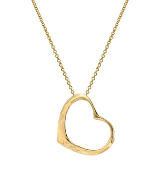 14KT Gold Sideways Dangling Heart Pendant Necklace, 18