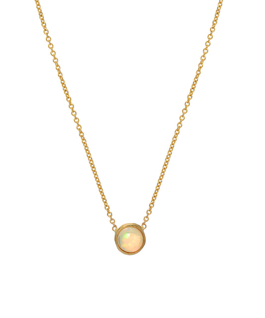 14k Yellow Gold Opal Fireburst Necklace, 18"