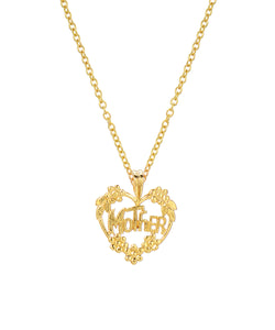 14 Karat Yellow Gold Mother Pendant Necklace, 18"