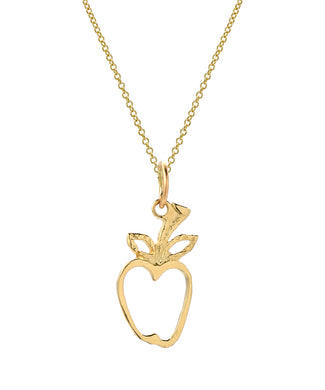 14KT Yellow Gold Apple Pendant Necklace, 18