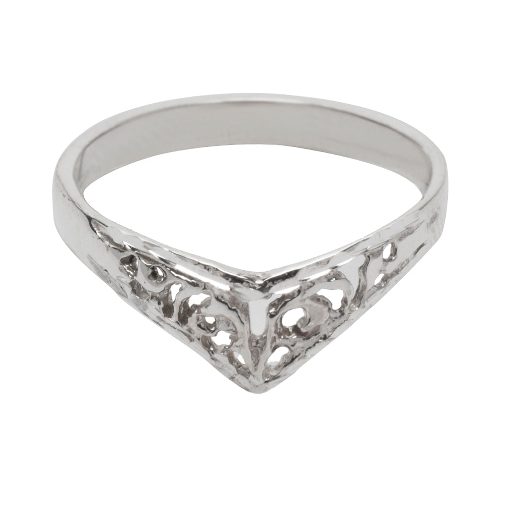 Sterling Silver Chevron Filigree Ring