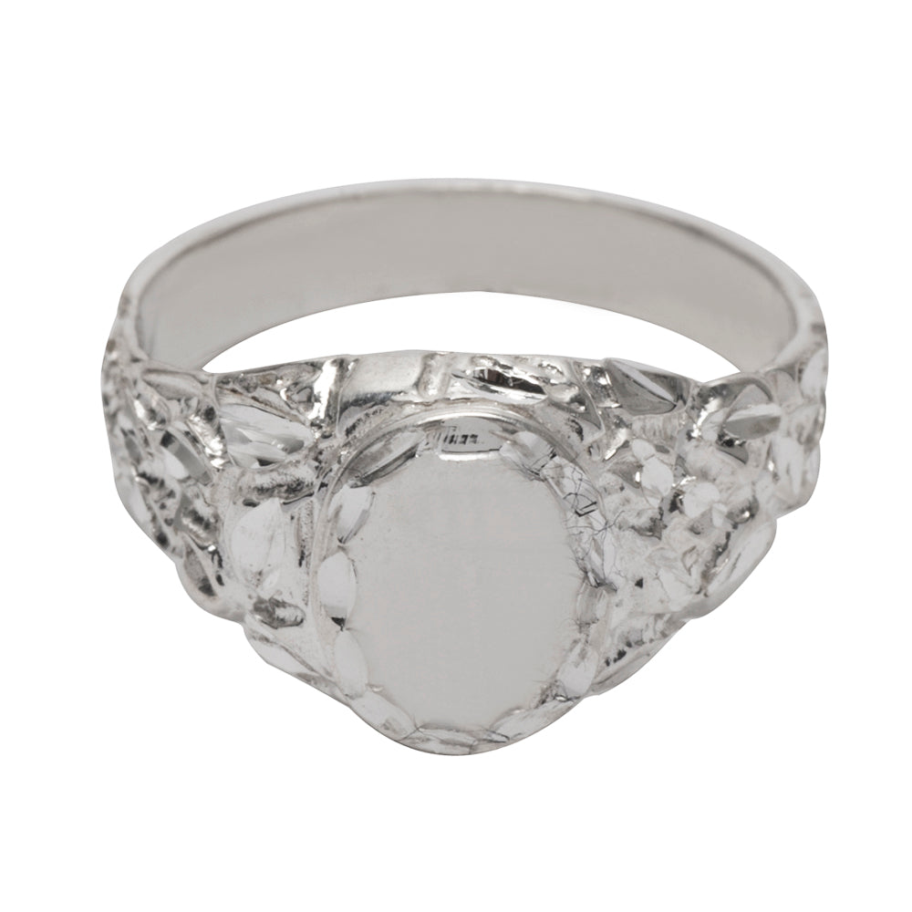 Sterling Silver Engravable Oval 10 mm Nugget Signet Ring