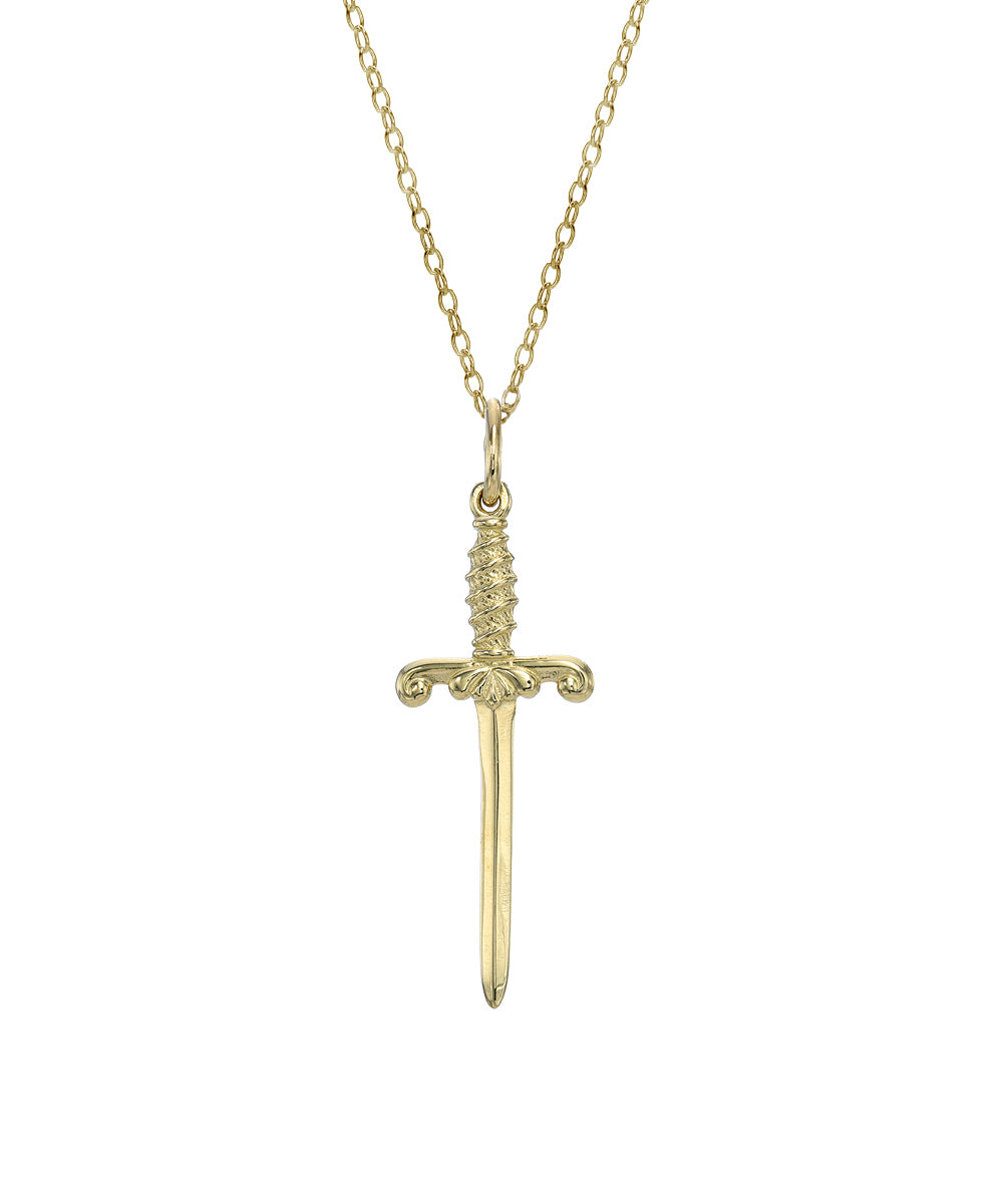 14KT Gold Dagger Sword Pendant Necklace