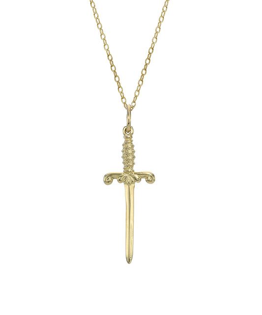 14KT Gold Dagger Sword Pendant Necklace