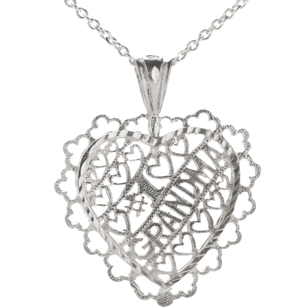 The Sterling Silver Number One Grandma Pendant Necklace, 18", features a lovely silver design and makes a perfect gift for grandma.
