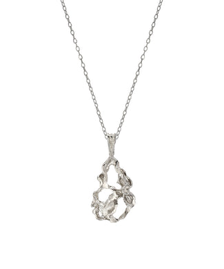 Sterling Silver Cut Out Nugget Pendant Necklace, 18