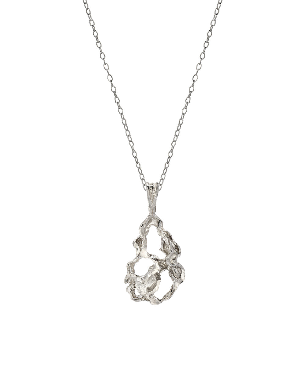 Sterling Silver Cut Out Nugget Pendant Necklace, 18
