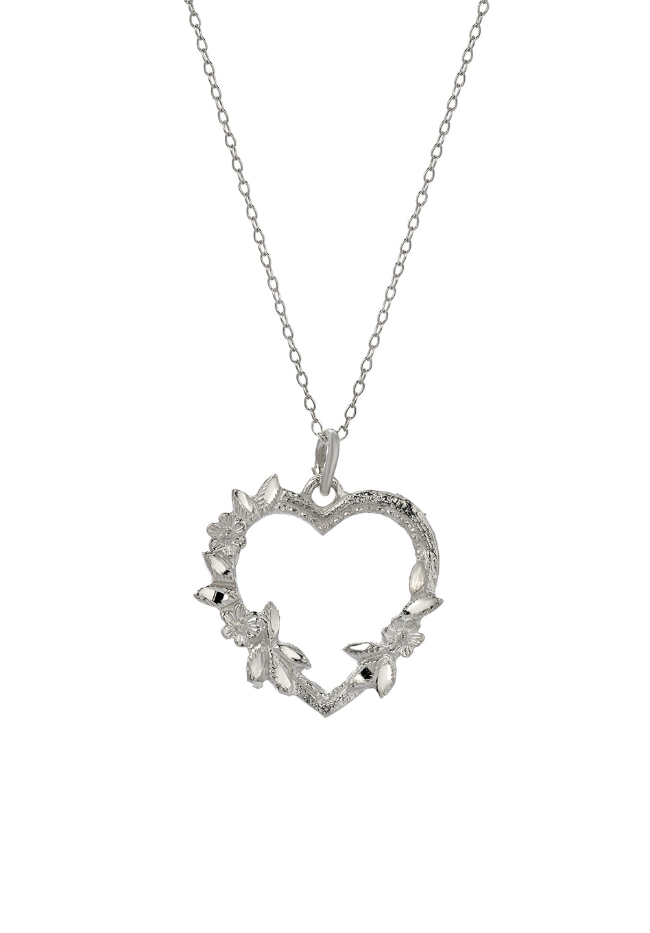 Sterling Silver Daisy Open Heart Pendant Necklace, 18"