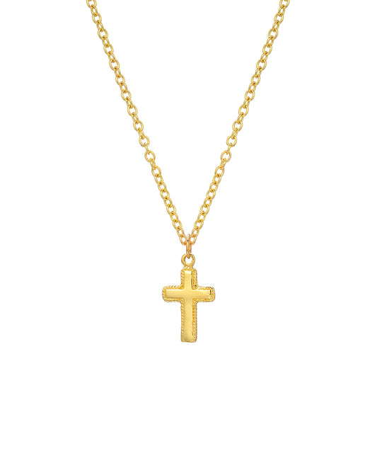 14 Karat Yellow Gold Cross Pendant Necklace, 18"