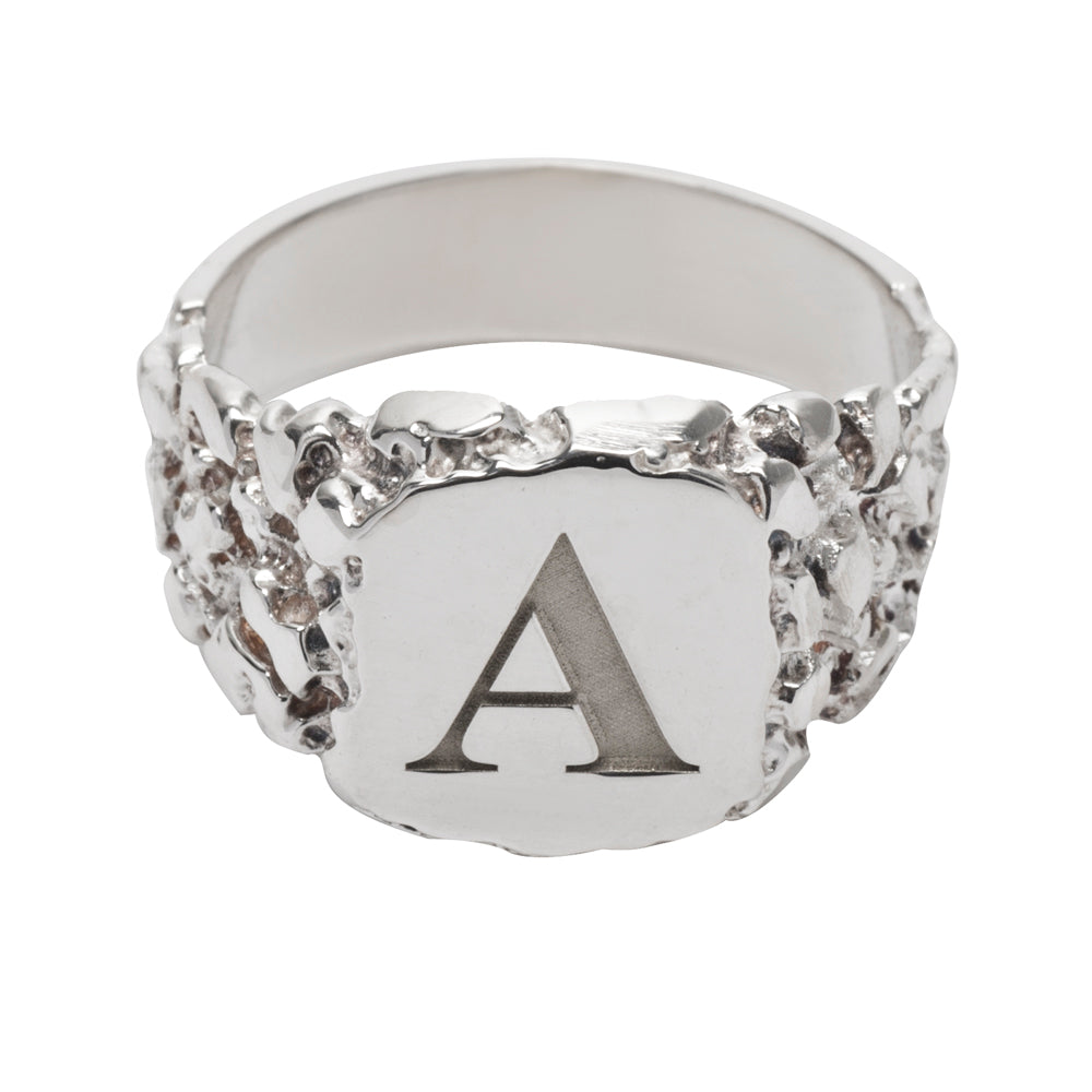 Sterling Silver Square Signet Customizable Nugget Ring