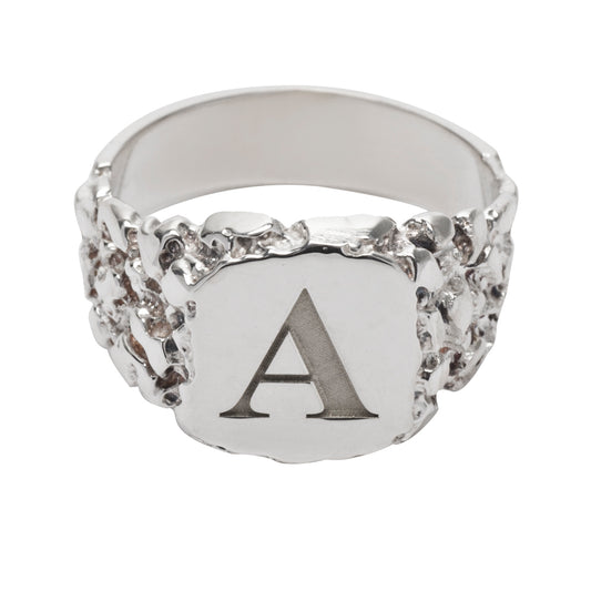 Sterling Silver Square Signet Customizable Nugget Ring