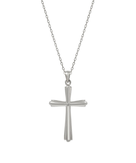 Sterling Silver Embossed Cross Pendant Necklace